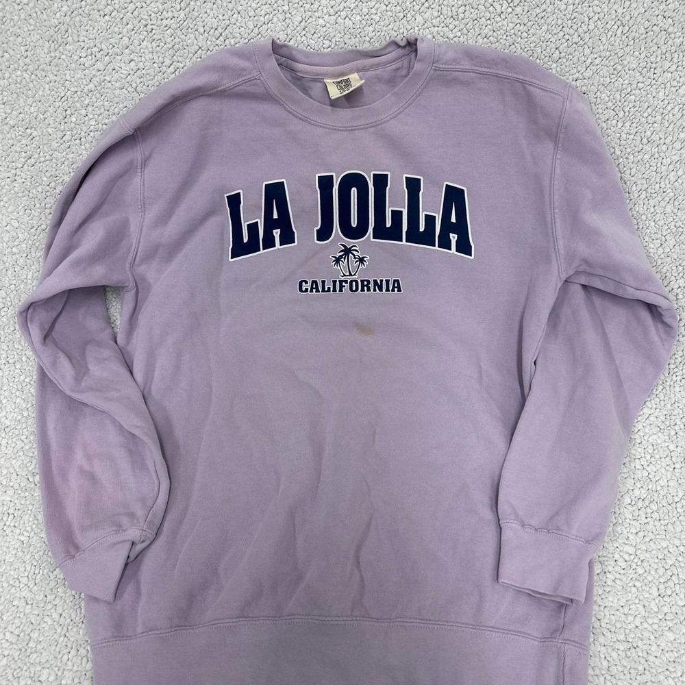 Comfort Colors La Jolla California Graphic Crewneck Sweatshirt Purple Medium